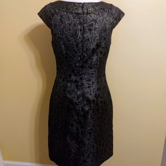 Spense black metallic Paisley dress sz 6  *2 - Picture 4 of 6